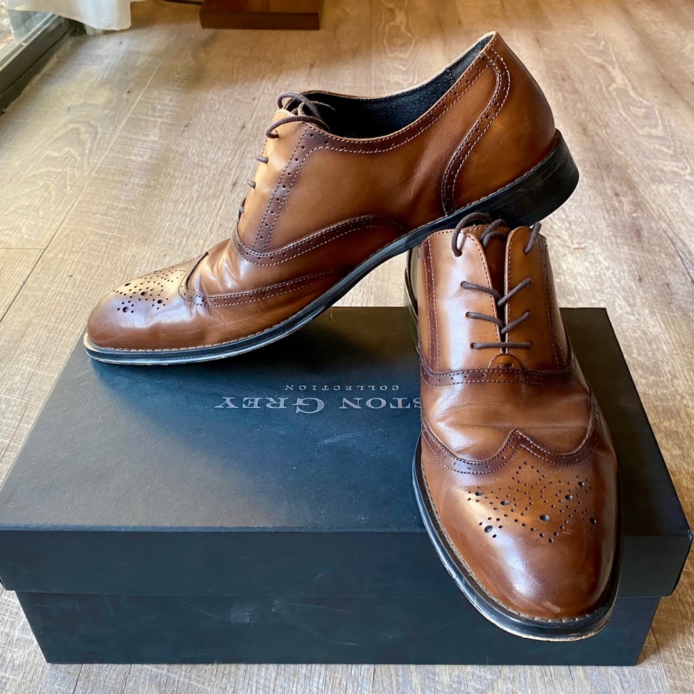 Aston Grey (Mercer) Cognac Wingtip Dress Shoes